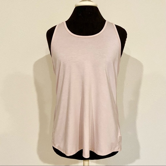 Athleta Essence Pink Tie Back Split Back Open Back Criss Cross Tank - Picture 3 of 8